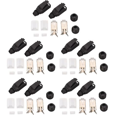 Kit de connecteurs RJ45 de Type assemblage, 10 jeux de fiches modulaires Ethernet industrielles Cat5e Cat6 à 8 cœurs