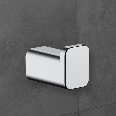 Hansgrohe AddStoris Bathroom Single Robe Towel Hook Square Chrome Wall Mounted
