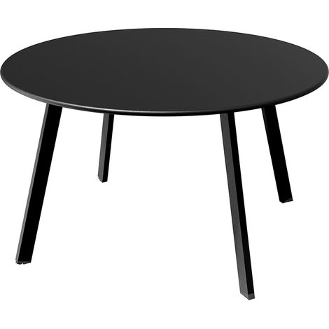 Table basse ronde en métal noir – Résistante aux intempéries – Dimensions 70x70x40 cm – Charge 23 kg – Idéale pour salon, jardin, balcon (1/5)