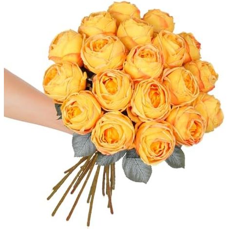 10 künstliche rote Rosen, 50 cm hohe einzelne Rosen mit langem Stiel, realistische Seidenrosen (1/5)