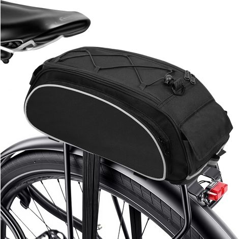 Sacoche Velo 3 en 1 Étanche,10L Grand Sac étanche pour Porte-Bagages avec Bandes Réfléchissantes, Sacoche de Coffre de Siège pour VTT Electrique Outdoor Voyage Sport, Noir (1/5)