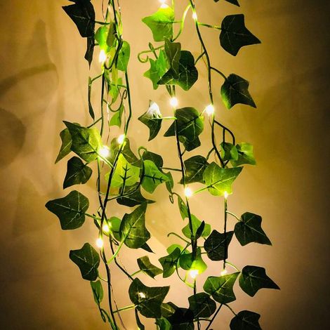 Con foglie, ghirlanda di fiori d'edera, 20/100 luci a stringa flessibili a LED in rame per decorazioni di feste di matrimonio al chiuso, camera da letto