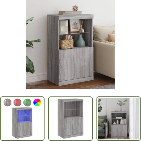 Sideboard - Sideboard mit LED-Leuchten Grau Sonoma 60,5x37x100 cm (1/5)