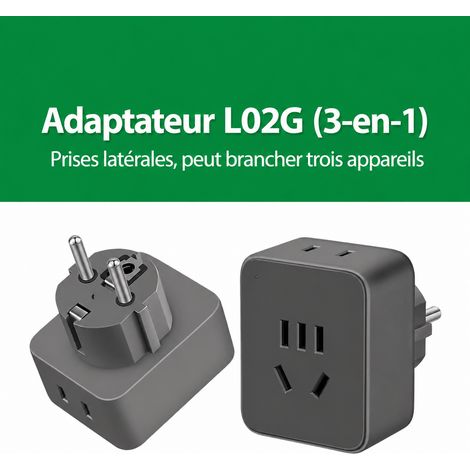 Adaptateur de voyage standard allemand et européen 1 vers 3 GN-L02G gris l02g gris gn-l02g 200 g – Livraison gratuite