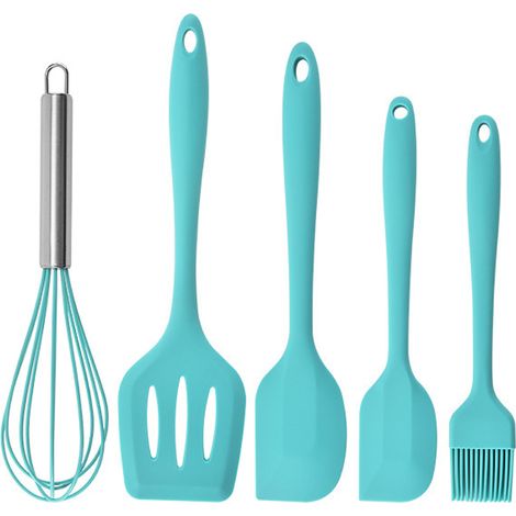 Ustensiles De Cuisine En Silicone - Spatule Antiadhésive Silencieuse - Pour Poêles Et Casseroles - Lot De 5 Pièces (1/5)