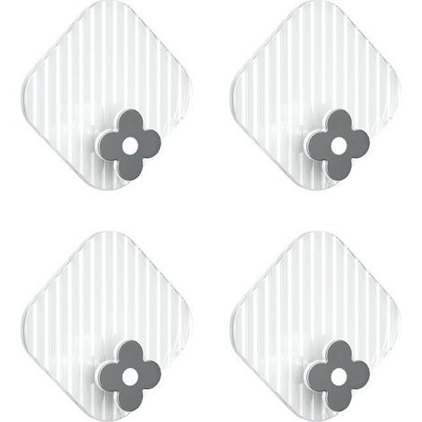 Ganci adesivi in plastica, set da 4, impermeabili, senza chiodi, per asciugamani, chiavi, da appendere a parete per cucina, bagno, soffitto, ufficio, argento trasparente (1/5)