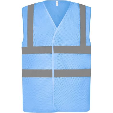 Gilet giallo alta visibilità con rete traspirante YOKO Blu cielo XL