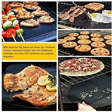 Set di 5 tappetini da forno per barbecue, teglie per cottura al forno, 40x33 cm, per barbecue a gas, a carbone ed elettrici, 100% antiaderenti. (1/5)