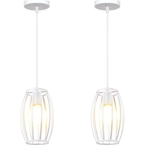 U-Do 2x Pendentif Lustre Suspension Moderne en Fer Blanc Lampe de Plafonde Brillant Lampe Exquise pour Salon Cuisine (1/4)