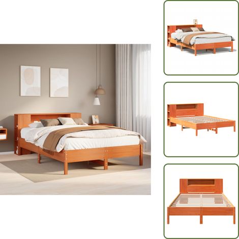 Letto in legno - vidaXL Letto Libreria senza Materasso Marrone Cera 150x200 cm in Pino -