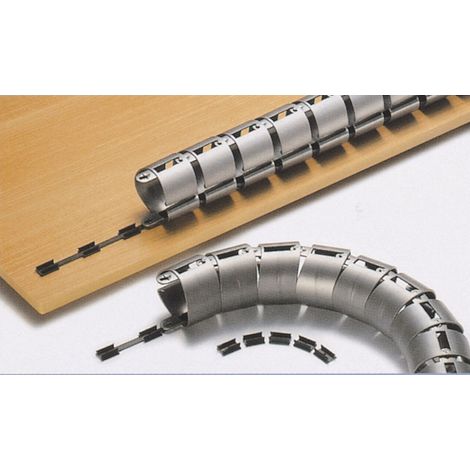 Kabelkanal (Kabelschlauch) horizontal Kabelführung L 1000 mm Kunststoff silber