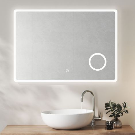 Heilmetz Backlit LED Illuminated Bathroom Mirror, Wall Mounted Smart Mirror 1000×700mm with Touch Switch & Demister Pad & 3-Fold Magnification (1/5)