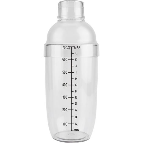 Shaker à cocktail transparent anti-fuite en résine PC avec graduation, outil de mélange 700ml (1/5)