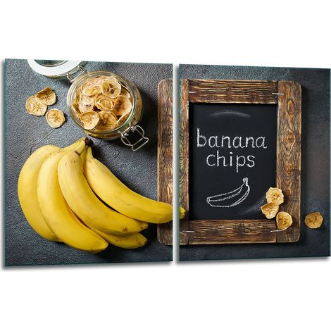 2 plaques de protection en verre pour cuisinière 40x52 banane (1/5)