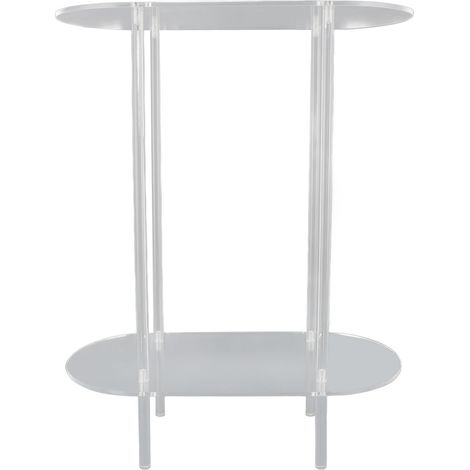 Table d'appoint et de chevet ovale transparente en acrylique 2 niveaux amovible contemporaine pour séjour bureau entrée chambre 40x20x50 cm lot 10 pièces (1/5)