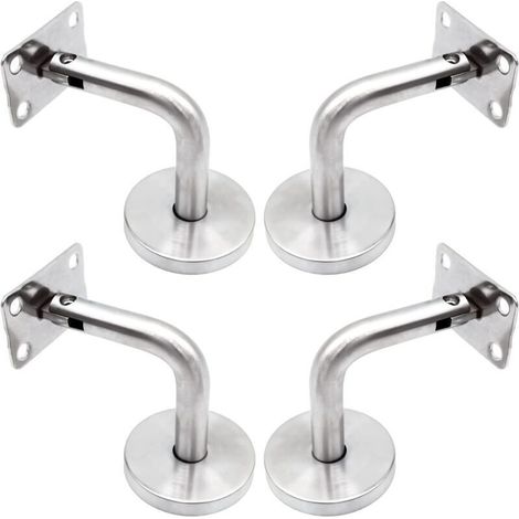 Supports De Main Courante Pour Fixation Murale Acier Inoxydable Poli Support Escalier Avec Couvercle Base Supports Muraux Garde-Corps Pour Mur Intérieur, Loft, Barre Support Pour Corridor 4 Pièces (1/4)