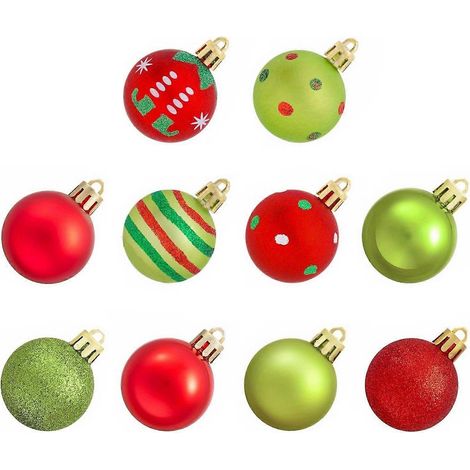 50 Pièces petit incassable boules de Noël, 1.6" rouge vert Baubles pour le sapin couronne (1/5)