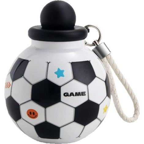 Gobelet isotherme motif ballon de football – Bouteille d'eau en acier inoxydable (400 ml / 14 oz) avec design 3D, poignée et paille – Gourde de sport étanche (1/5)