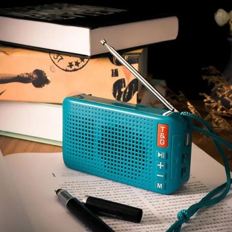 (Bleu ciel) Radio FM solaire avec lampe torche et enceinte Bluetooth portable (1/5)