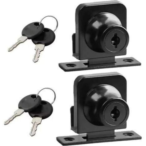 2pcs Replacement Glass Cabinet Lock Zinc Alloy Cabinet Lock for 5-8mm Cabinet Lock, Black, 407 (1/5)