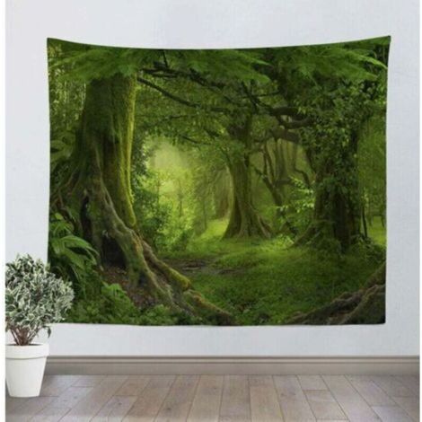 Tapisserie Tenture Murale Psychédélique Arbre Forêt tapis Tissu drap mural Décoration Murale Maison Salon Chambre Dortoir Bohème Nature Paysage Avec Courte Peluche Tissu Doux (150cm130cm) (1/4)