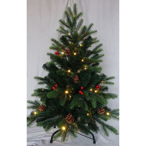 Albero di Natale a Led decorato, luce calda e altezza 90 cm