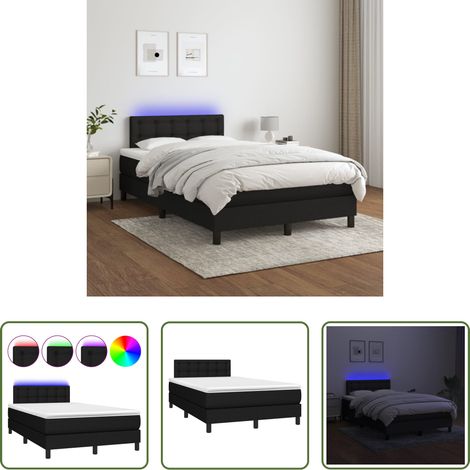 Sommier tapissier - Sommier à lattes de lit avec matelas LED Noir 120x200 cm Tissu (1/5)