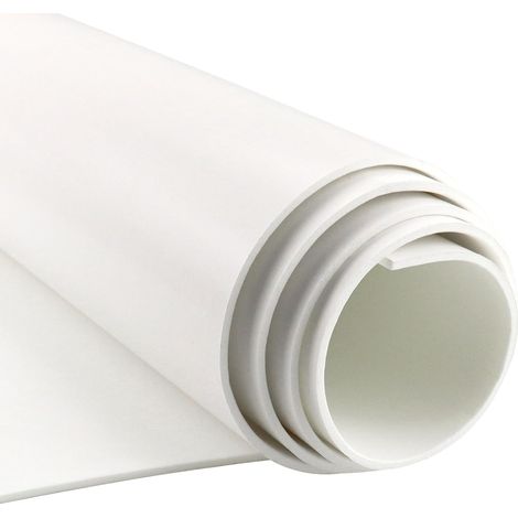 Plaque de mousse en néoprène auto-adhésive multifonction - Rouleau de mousse - Isolation acoustique - Antidérapant - Absorption des chocs (300mm X 12mm X 3m, Blanc) (1/5)
