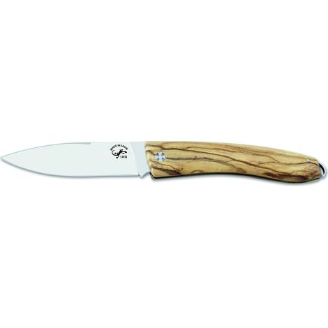 Messer Salamandra 210011, 8 cm Klinge 1.4116, mango 10 cm Olivenbaum, Kolbenschließsystem, Gesamtlänge 18 cm + Taschentuch aus der Hülle