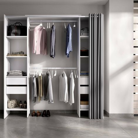 Dmora - Armario Dmanari, Estructura para vestidor, Perchero abierto, 180x50h205 cm, Blanco y Gris (1/5)