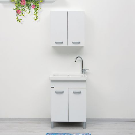 Vasca lavapanni ceramica 60x60 Loira con Mobile DOMINA BIANCO