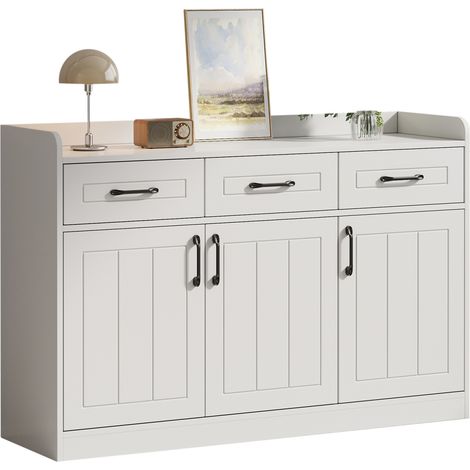 CHICFURN Credenza 120 x 35 x 80 cm in truciolare bianco per soggiorno e ingresso (1/5)