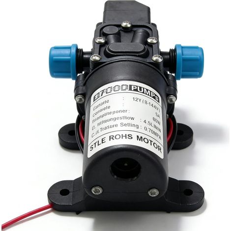 Pompe à Eau Haute Pression DC 12 V, Pompe à Membrane Auto Amorçante 70W 0,8MPa 4-6 L/min, Pompe à Eau à Membrane, Pompes À Eau Membrane pour RV Caravan Boat Nettoyage Jardin Lavage Arrosage (1/5)