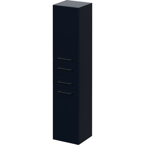 Napoli Deep Blue 350mm x 1600mm Wall Mounted Storage Unit - 350mm - Gunmetal Grey 160mm Handle