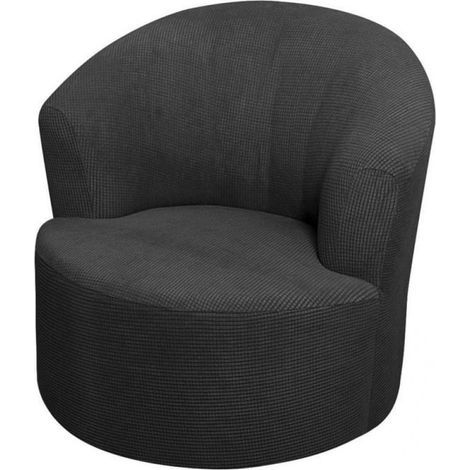 Schwarzer elastischer Stuhlbezug für runde Sessel, Clubsessel, Relaxsessel, Drehsessel und Ohrensessel – Geschenkidee zu Weihnachten für Zuhause (1/5)