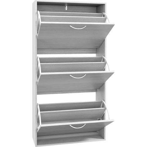12Shoe Flip Drawer Storage Cabinet Grey WoodEffect (1/5)