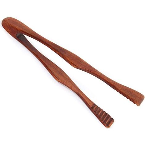 Pinzas de madera natural para alimentos - Pinzas de bambú para té - Aptas para tostadas, ensaladas y barbacoa - Sostenibles y ecológicas (1/5)