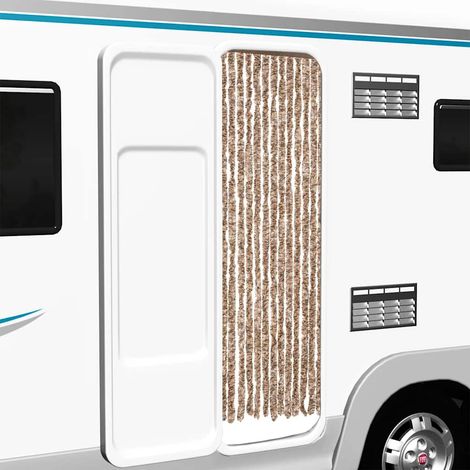 Fliegenvorhang Beige und Dunkelbraun 56x200 cm Chenille