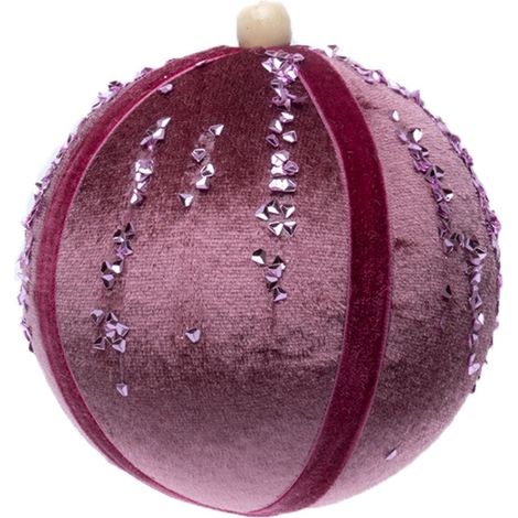 Set 8 Palline per Albero di Natale in velluto rosa antico decorazioni natalizie sfera cm10 addobbi particolare moderne lavorate (1/5)