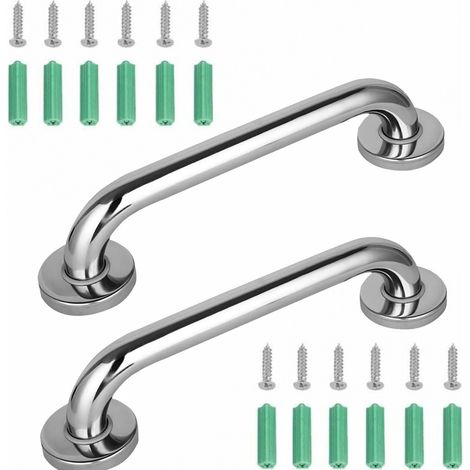 Haltegriff aus Edelstahl für Dusche (2 Stück) – Handlaufstützen für Badewanne und Dusche – 30 cm (1/5)