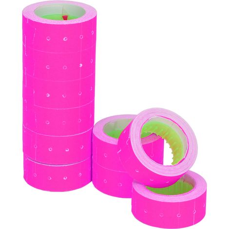 Étiquettes de prix MX5500, 3 rouleaux de 15 000 feuilles, format 21x12 mm, papier pour balisage supermarché, teinte rose vif. (1/5)