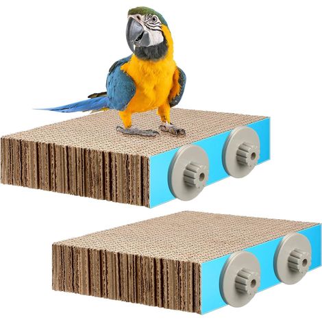 Lot de 2 jouets à mâcher pour perroquets : perchoir plat, support pour griffer les pattes, aire de jeux pour perroquets (aras, petites perruches, conures, perruches ondulées, pinsons, calopsittes, con (1/5)