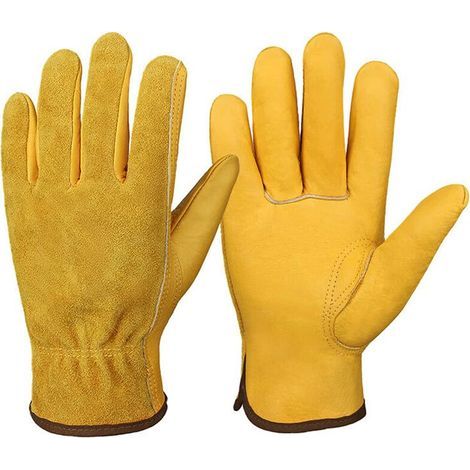 Cowhide Leather Gardening Gloves - Flexible Leather Work Gloves - Thorn Resistant Gardening Gloves Welding Gloves for Men and Women (1/5)