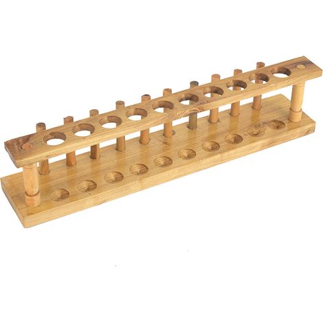 Support robuste en bois pour tubes à essais de laboratoire - Rack 10 trous pour équipement chimique (1/4)