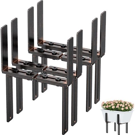 Lot de 4 supports de jardinière en forme de H - Sans perçage - Convient aux jardinières de 15 à 23 cm et aux balustrades de balcon de 1,5 à 32 cm - Support de jardinière pour rebord de fenêtre pour
