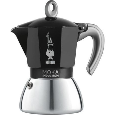 Cafetiere italienne - BIALETTI - NEW MOKA INDUCTION - 6 tasses - 0,28 L - Noir / Argent