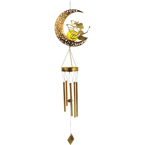 Carillon solaire à LED pour extérieur, à suspendre, avec veilleuse blanc chaud, étanche et de forme mignonne, idéal pour jardin, terrasse ou cour Crochet inclus (1/5)