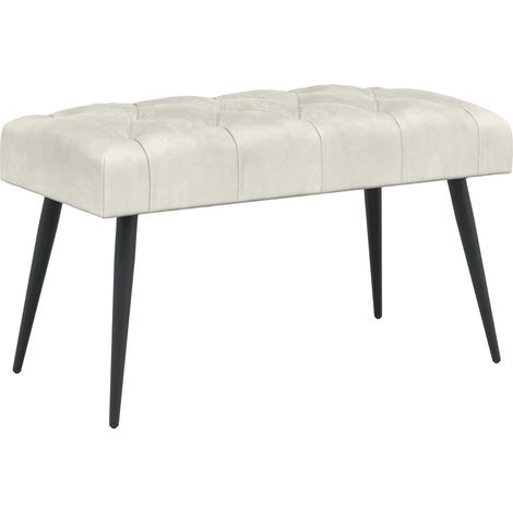 Bench with Button Tufted Cream 80 x 40 x 46 cm Velvet vidaXL