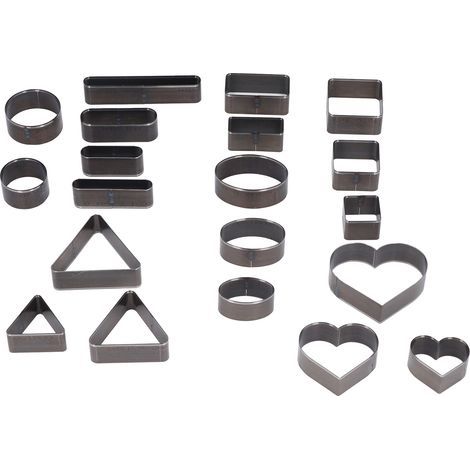 Set mit 20 runden, quadratischen und herzförmigen Lederlochern aus hochkohlenstoffhaltigem Stahl zum Schneiden von Leder. (1/5)