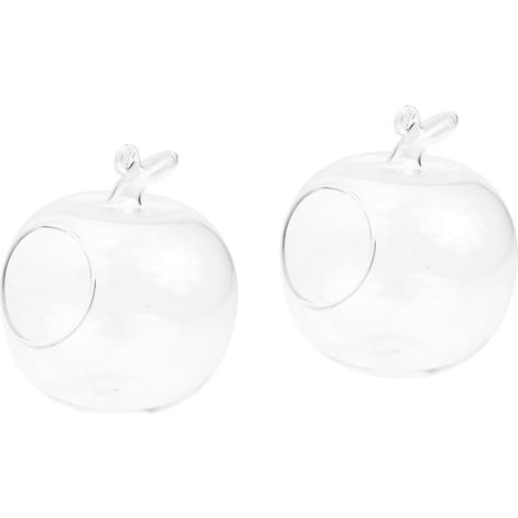 2pièces Vase Transparent Forme De Pomme Pot Paysage Décoratif pour Fleurs Et Plantes pour Maison Bureau Jardin Et Balcon (1/5)
